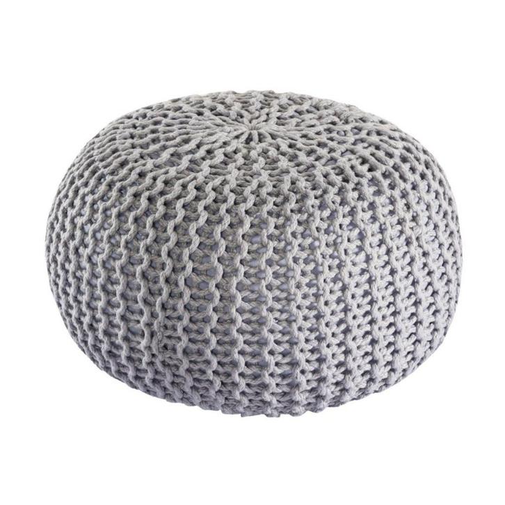 Premium Gebreide Poef Ø55 cm – Buiten poef, Tuin en Terras, Tuinsets en Loungesets, Nieuw, Loungeset, Kunststof, Stoel, Verzenden