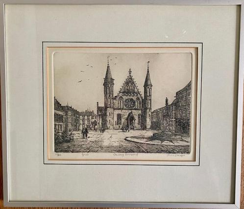 Ets van Anna Doedijns van het Binnenhof in Den Haag, Antiek en Kunst, Kunst | Etsen en Gravures, Ophalen