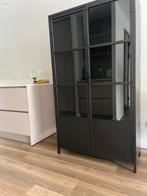 Zwarte kast te koop (staallook), Zo goed als nieuw, 150 tot 200 cm, 25 tot 50 cm, Glas