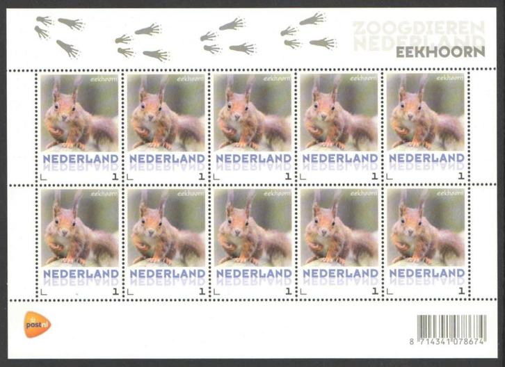 Postzegels Zoogdieren in Nederland: Eekhoorn, Postzegels en Munten, Postzegels | Nederland, Postfris, Na 1940, Ophalen of Verzenden