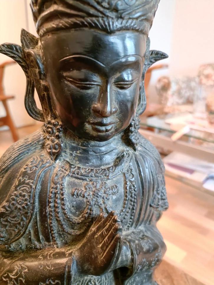 Antiek Bronzen Manjusri-Amitayus Boeddha Beeld, Antiek en Kunst, Kunst | Beelden en Houtsnijwerken, Ophalen of Verzenden