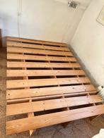 Houten bed met lattenbodem, 160x210, zelfgemaakt, Ophalen, Gebruikt, Bruin, 210 cm