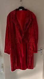 Rode glitters korte/lange blazer. Maat 50/52, Kleding | Heren, Carnavalskleding en Feestkleding, Ophalen of Verzenden, Zo goed als nieuw