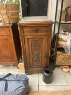 Vintage antiek houten nachtkastje met marmeren blad, Ophalen