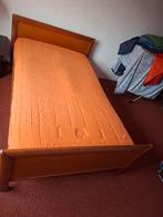 Zwaar houten bedframe met Auping spiraalbodem - 140 cm, Huis en Inrichting, Slaapkamer | Bedden, Gebruikt, Bruin, Klassiek, Tweepersoons