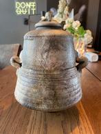Heide van Veen raku dekselpot, Antiek en Kunst, Ophalen of Verzenden