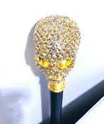 Wandelstok Doodshoofd Swarovski Schedel Goud verguld✨🤗👌, Ophalen of Verzenden, Verstelbaar, Nieuw