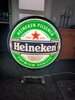 Mooie Grote dubbele Heineken pilsener lichtbak., Verzamelen, Biermerken, Reclamebord, Plaat of Schild, Heineken, Gebruikt, Ophalen