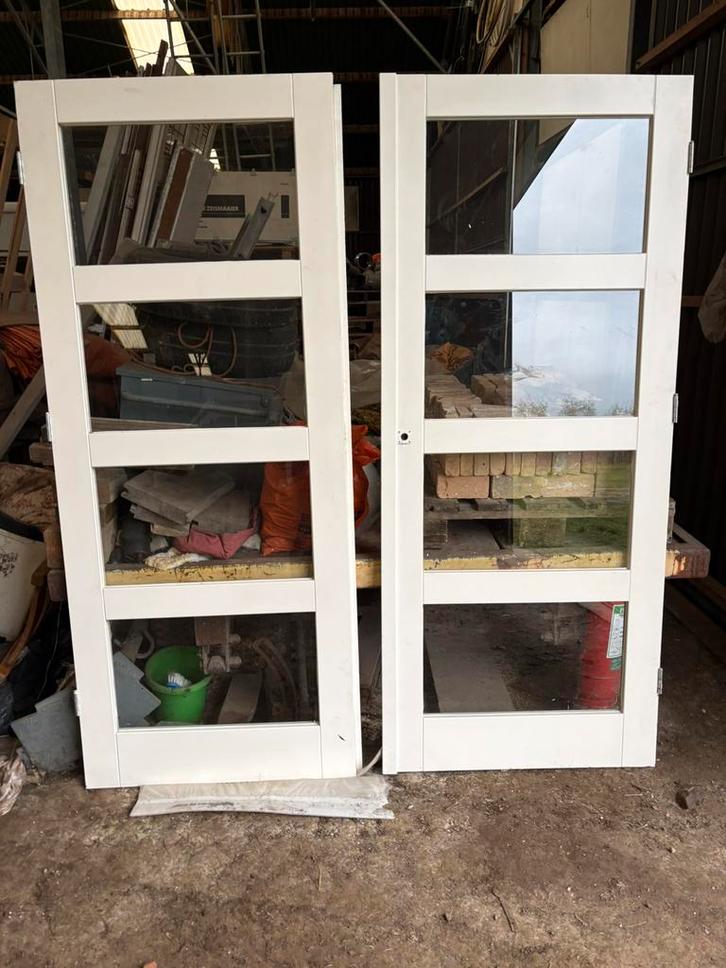 2 openslaande design houten deuren voor binnen gebruikt, Doe-het-zelf en Verbouw, Deuren en Horren, Gebruikt, Binnendeur, 200 tot 215 cm