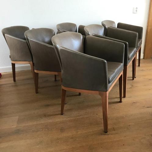 6 leren Montis Lotus + M tulp design stoel modern vintage, Huis en Inrichting, Stoelen, Gebruikt, Eén, Leer, Overige kleuren, Ophalen