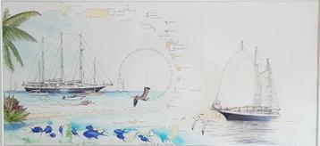 Maarten Groot Ingekleurde Tekening" Eendracht Caris" Ges Ged beschikbaar voor biedingen