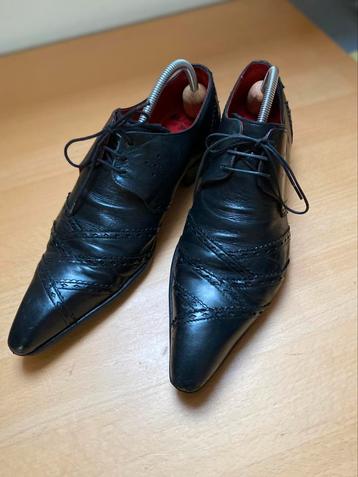 Jeffery West stijlvolle zwarte Italiaanse schoenen 8 42,5 beschikbaar voor biedingen