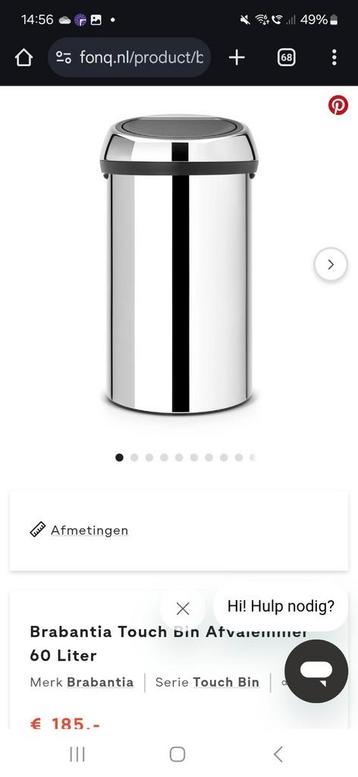 Brabantia 60L touch bin via Fonq beschikbaar voor biedingen
