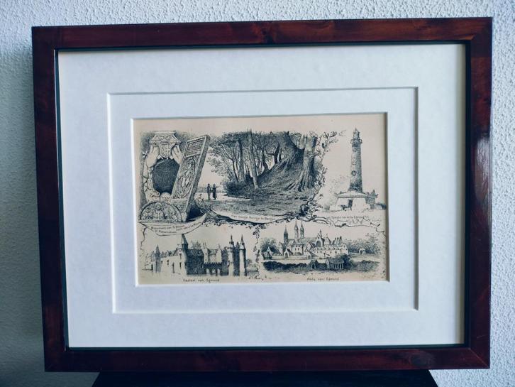 Craandijk Litho Bergen aan Zee Kasteel van Egmond 1880 (81), Antiek en Kunst, Kunst | Litho's en Zeefdrukken, Ophalen of Verzenden
