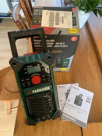 Parkside Radio 12v, 20v en 230v. adaptor, accu + snellader. beschikbaar voor biedingen