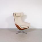 1x Leolux Caruzzo PLUS Fauteuil + Voetenbank Wit/Cognac Leer, Huis en Inrichting, Niet ingevuld, Niet ingevuld, 75 tot 100 cm
