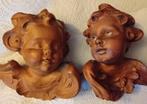 2 Antiek hand gestoken cupido/engelen hoofdjes 19e eeuw, Antiek en Kunst, Ophalen of Verzenden