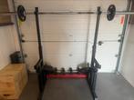 Squatrek + Olympische stang en gewichten, Sport en Fitness, Fitnessapparatuur, Ophalen of Verzenden, Zo goed als nieuw, Metaal
