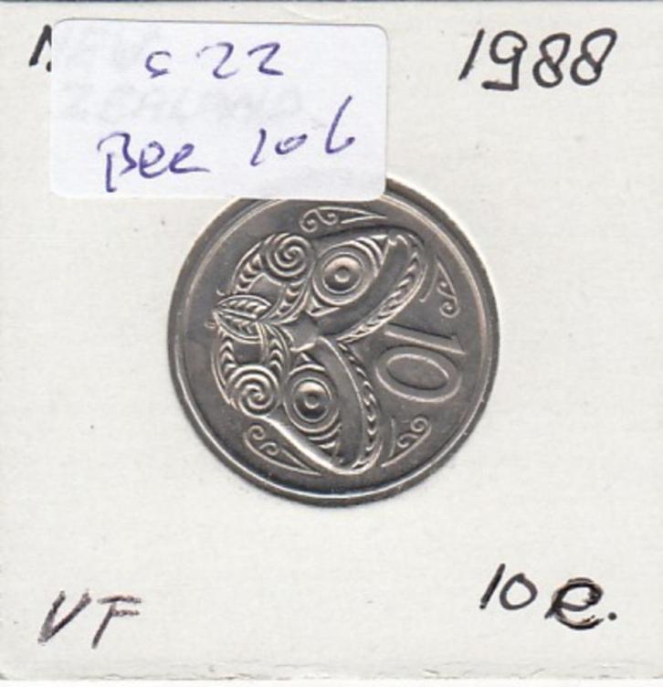S22-BEE-0106 New Zealand 10 Cent VF 1988 KM61, Postzegels en Munten, Munten | Oceanië, Verzenden