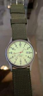 Legerhorloge beige bruin uraniumgroen 's nachts afleesbaar, Sieraden, Tassen en Uiterlijk, Horloges | Heren, Overige merken, Staal