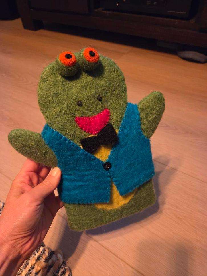 Grappige Handpop Kikker, Kinderen en Baby's, Speelgoed | Poppen, Gebruikt, Overige typen, Ophalen of Verzenden