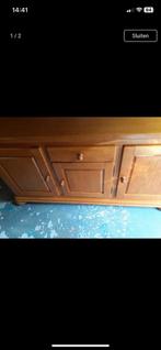 Kast dressoir met deuren en ladden eiken voor kant + spiegel, Met deur(en), 150 tot 200 cm, Eikenhout, Ophalen of Verzenden