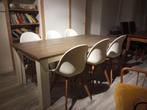 Steigerhout tafel met stoelen, Huis en Inrichting, Tafels | Eettafels, 200 cm of meer, Zo goed als nieuw, Rechthoekig, 50 tot 100 cm