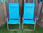 2 campingstoelen, licht blauw, inklapbaar, Caravans en Kamperen, Kampeermeubelen, Ophalen, Gebruikt, Campingstoel