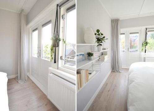 Lichtgrijze linnen gordijnen (4 x 120/250cm) van H&M, Huis en Inrichting, Stoffering | Gordijnen en Lamellen, Zo goed als nieuw