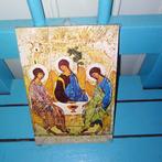 Icoon van de Heilige Drievuldigheid van Roublev 14 x 9,5 cm, Verzamelen, Religie, Overige typen, Zo goed als nieuw, Ophalen