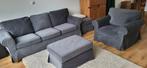 Ikea Ektorp 3 zits bank fauteuil voetenbanken Hakebo, Ophalen, 75 tot 100 cm, Zo goed als nieuw, Rechte bank