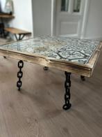 Unieke salontafel met tegels en kettingpoten, Ophalen, 50 tot 100 cm, Vierkant, Nieuw