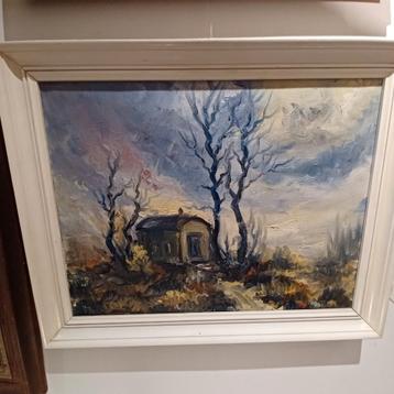Andre Dieteren Schinnen schilderij zigeunerwagen in het bos beschikbaar voor biedingen