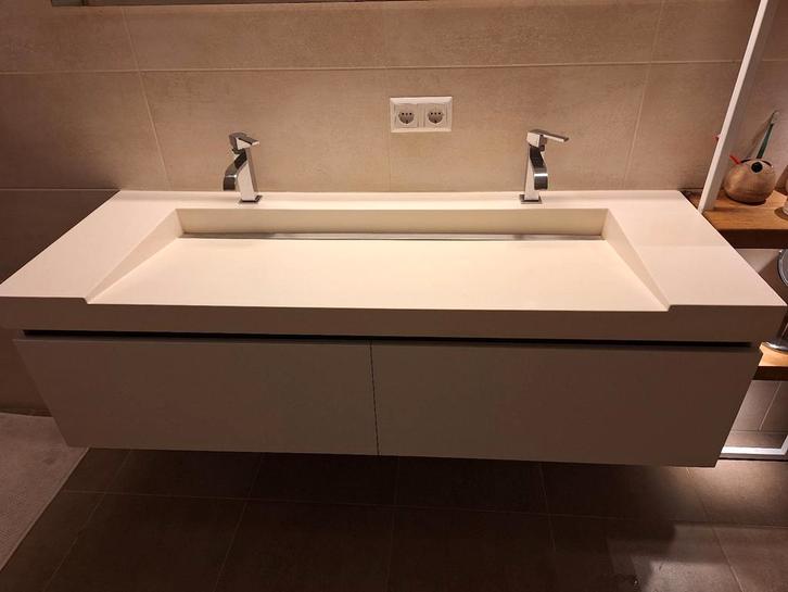 Dubbele Design Wastafel Badkamer, Huis en Inrichting, Badkamer | Badkamermeubels, Zo goed als nieuw, Wasbak of Wastafel, Minder dan 100 cm