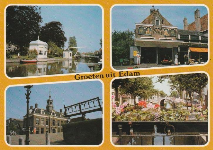 EDAM Koepel Stadhuis Waag Geraniums Groeten, Verzamelen, Ansichtkaarten | Nederland, Ongelopen, Noord-Holland, 1980 tot heden