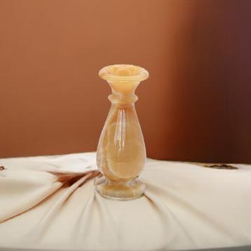 Vintage Onyx Roze Kandelaar of Vaas – Natuursteen Decoratie beschikbaar voor biedingen