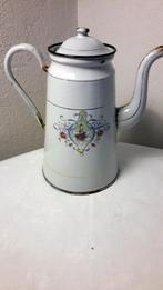 EMAILLE WITTE KAN MET BLOEMETJES BEGIN 1900, Antiek en Kunst, Curiosa en Brocante, Ophalen of Verzenden