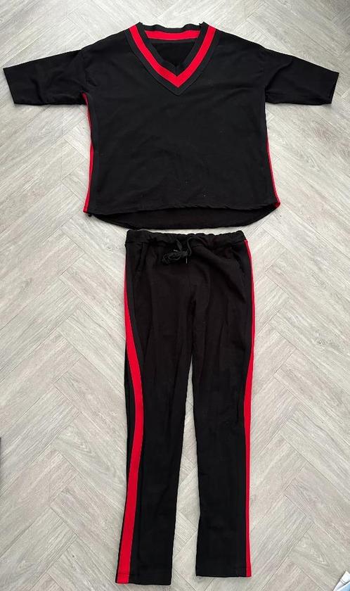 Zwarte met rood gestreepte Huispak maat 38!, Kleding | Dames, Huispakken, Zo goed als nieuw, Zwart, Verzenden