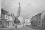 19e eeuwse ets (?) Markt, Groote Kerk en Stadhuis Tilburg, Antiek en Kunst, Ophalen of Verzenden