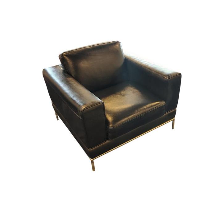 Wachtkamerstoel Zwart Chroom Leder Set Van 2, Huis en Inrichting, Stoelen, Gebruikt, Twee, Leer, Zwart, Ophalen of Verzenden