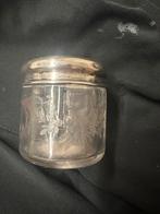 Antiek  glazen toiletpotje met zilver *1916*, Antiek en Kunst, Antiek | Goud en Zilver, Ophalen of Verzenden, Zilver