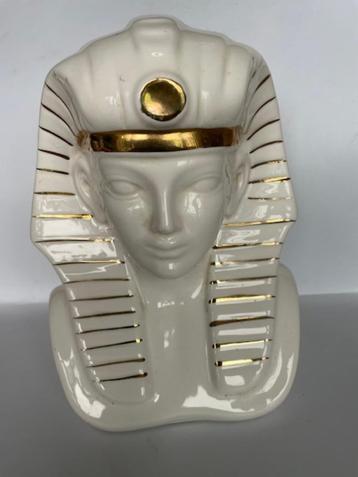 Groot wit goud beeld Farao / Tutanchamon Egypte. Porselein  beschikbaar voor biedingen
