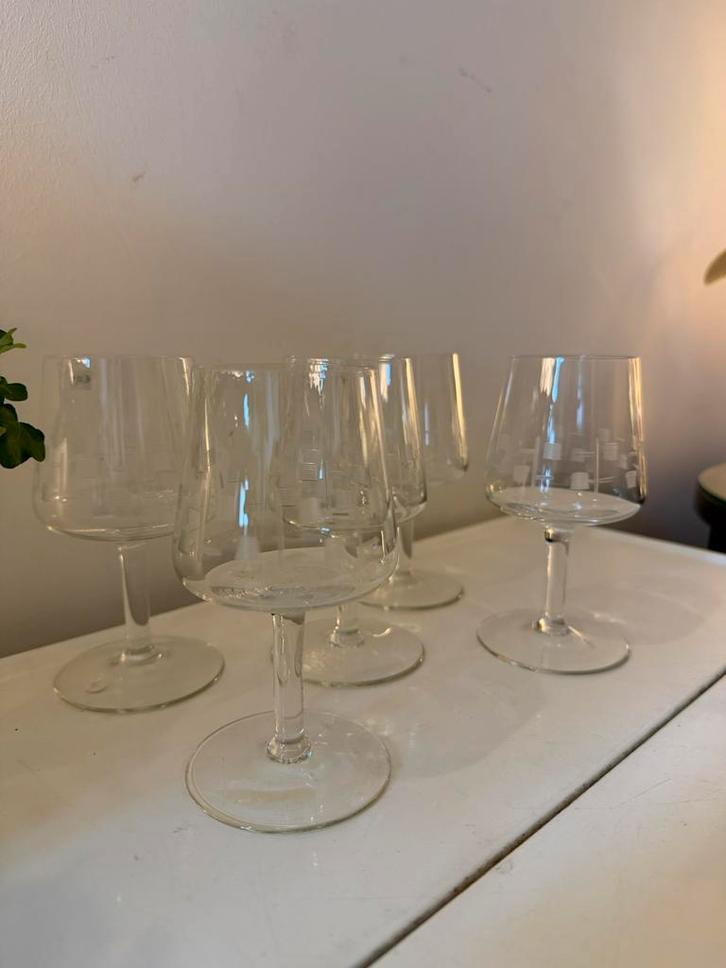 Set van 5 vintage likeurglaasjes, Antiek en Kunst, Antiek | Glas en Kristal, Ophalen of Verzenden
