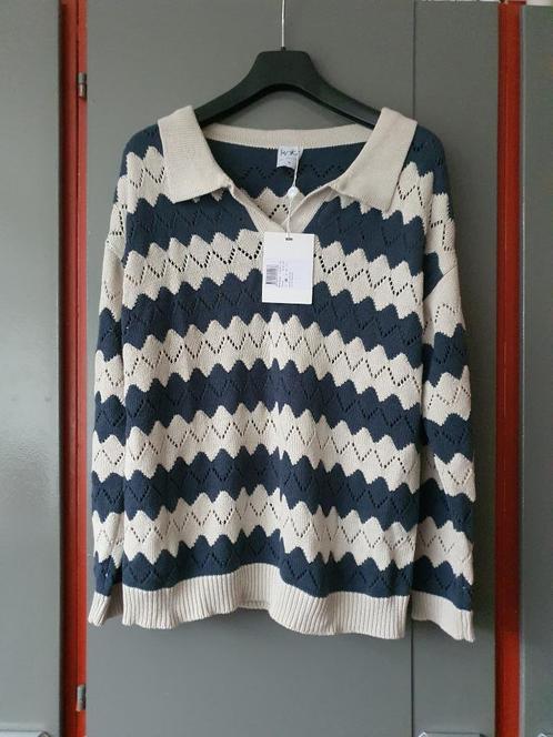 Knit by Maicazz Beige en Blauwe Trui – Maat M – Nieuw, Kleding | Dames, Truien en Vesten, Nieuw, Maat 38/40 (M), Beige, Ophalen of Verzenden