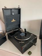 Antieke werkende Academy grammofoon met 87 platen (78toeren), Audio, Tv en Foto, Platenspelers, Ophalen, Gebruikt, Platenspeler