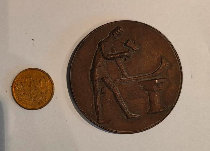 Penning 1971 Sint Eloy en Industriebond N.K.V., Postzegels en Munten, Penningen en Medailles, Brons, Ophalen of Verzenden