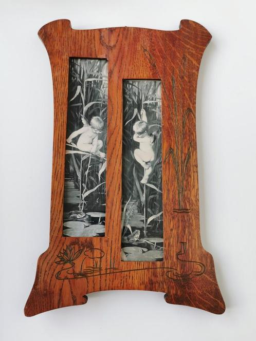 Art nouveau hout lijst afbeelding Franz Hanfstaengl engel, Antiek en Kunst, Kunst | Overige Kunst, Verzenden
