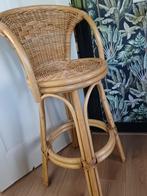 Vintage bamboe rotan draai kruk barkruk €15, Huis en Inrichting, Barkrukken, Ophalen, 60 tot 90 cm, Met voetsteun, Zo goed als nieuw