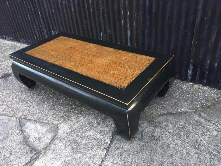 Chinese opiumtafel opium bed salontafel chinees zwart 160 cm, Antiek en Kunst, Antiek | Meubels | Tafels, Ophalen of Verzenden