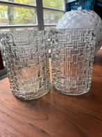 Set van 2 Vintage Glazen Vazen, Overige kleuren, Ophalen of Verzenden, Minder dan 50 cm, Glas